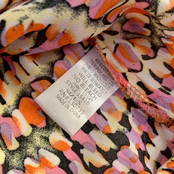 UMGEE | Short Sleeve Blouse Abstract Bright Lightweight Cotton Blend | Size S - Picture 5 of 6